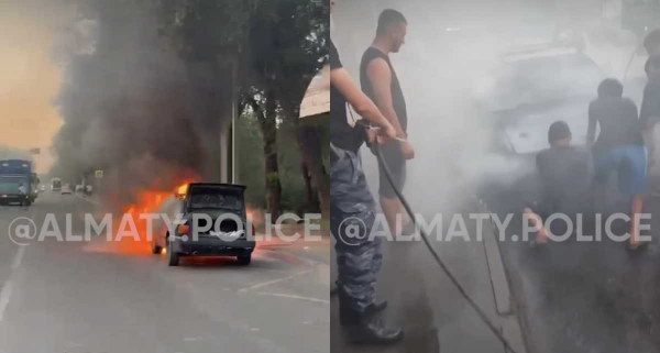 Бойцы СОБР потушили горящий автомобиль в Алматы
Бойцы СОБР потушили горящий автомобиль в Алматы